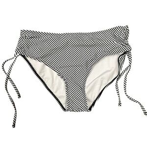 NWT Tempt Me Womens Medium black & white striped bikini bottom with‎ side ties